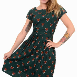 BNWT Run N Fly Green Fox Print Dress UK18 US 14 12
